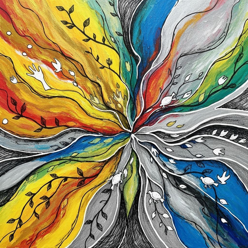 Abstract Expressionism: Vibrant Colors Symbolizing Kindness