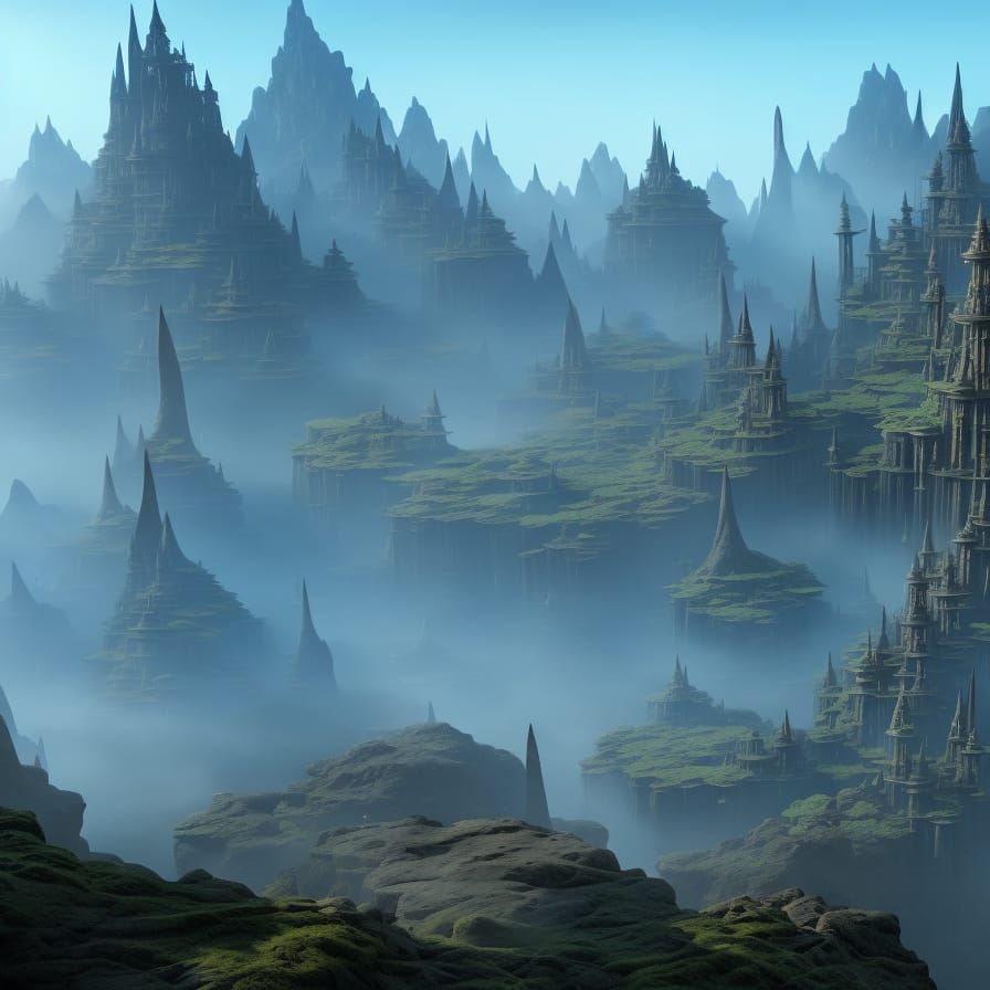 Floating Elven City with Crystal Palace