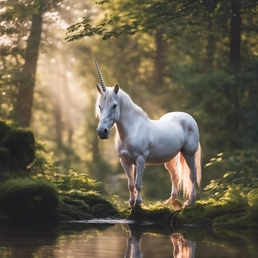 Unicorn by Forest Stream: Professional Photography