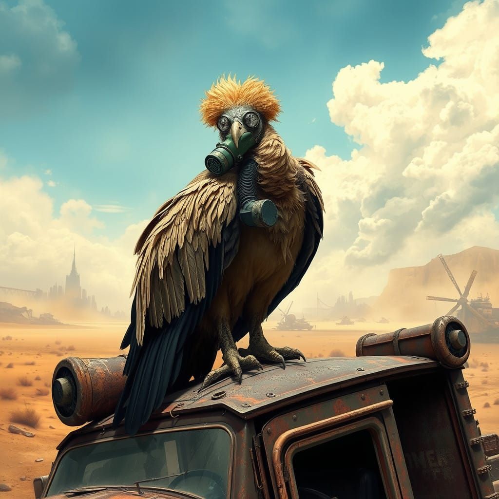 Majestic Vulture in Post-Apocalyptic Landscape