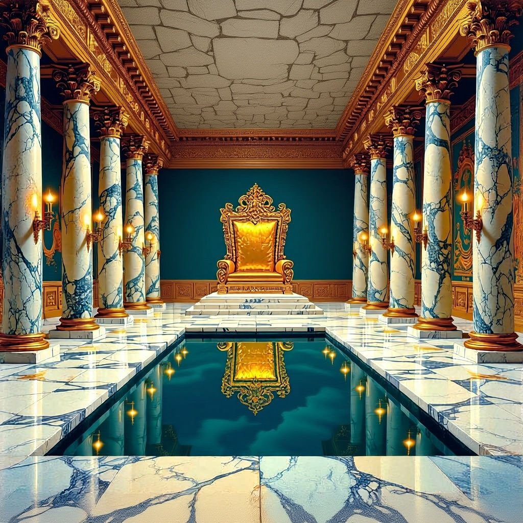 Ancient King's Throne Room in Surreal Style