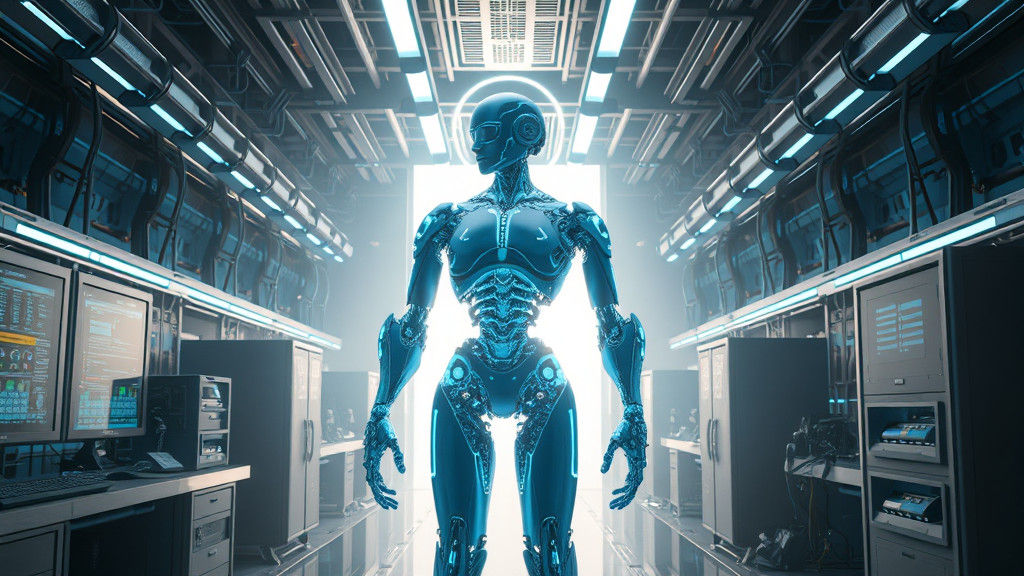 Halo Robot: AI Embodiment in Futuristic Lab