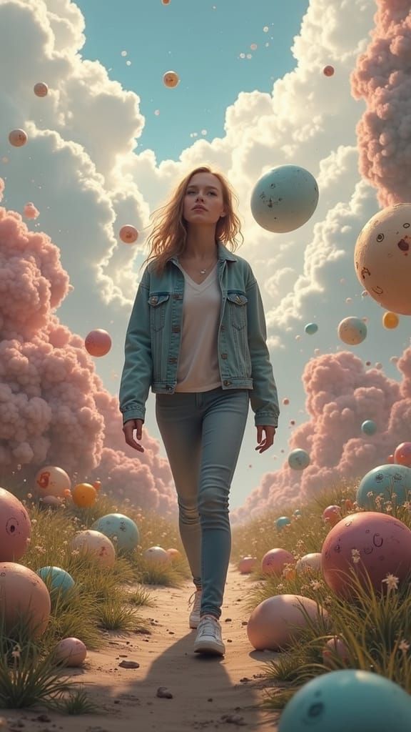 Man Steps into Dreamlike Realm, Digital Art