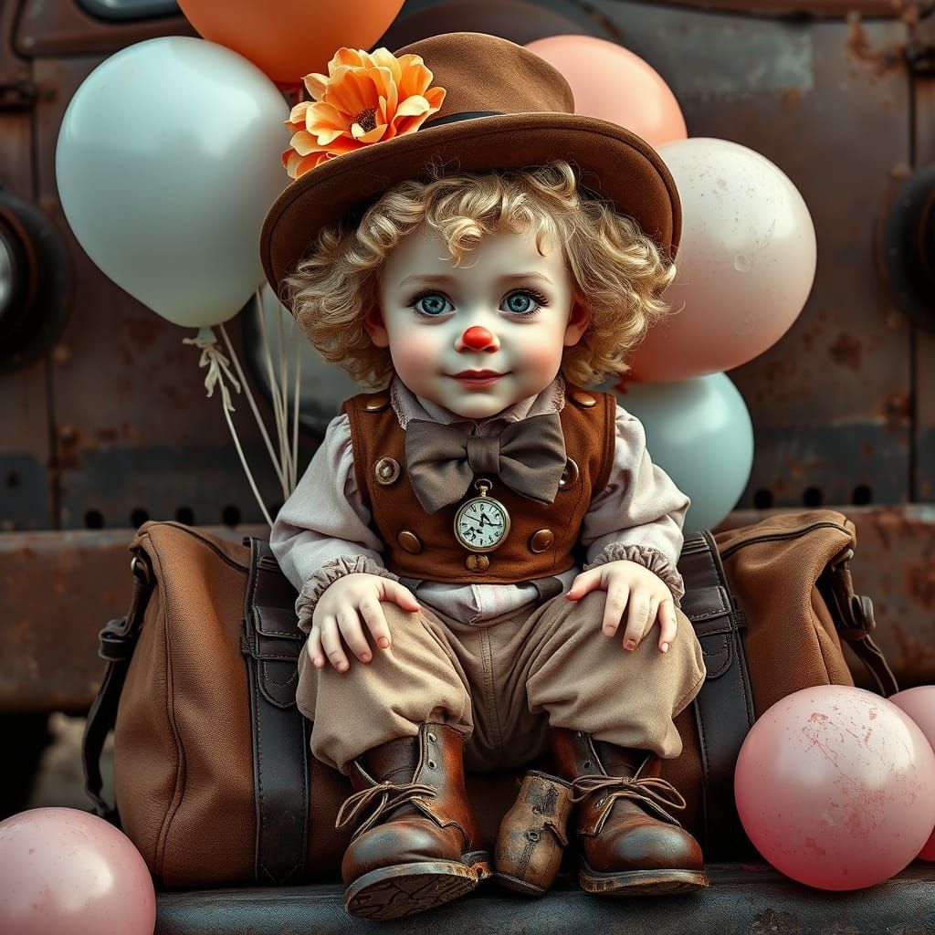 Whimsical Hobo Clown with Steampunk Accents