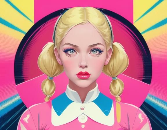 Blonde Retro Pin-Up Girl in Pop Art Style