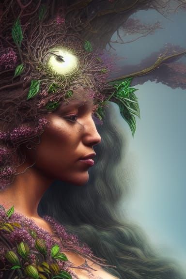 Hyperdetailed Mother Earth in Dark Fantasy Style