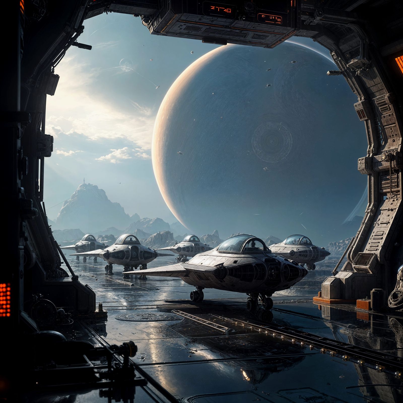 Epic Sci-Fi Starfighters Over Ringed Planet