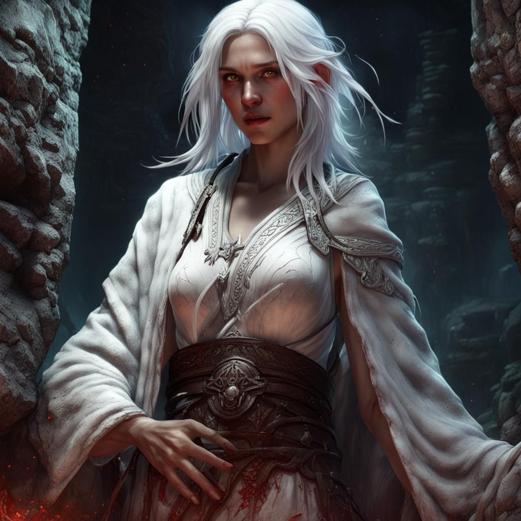 Wounded Girl Navigates a Dark Fantasy Labyrinth