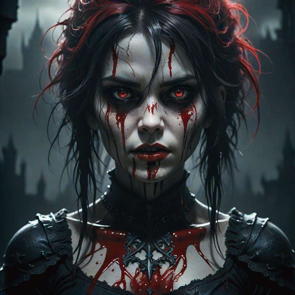 Gothic Dark Fantasy Woman Born in Blood