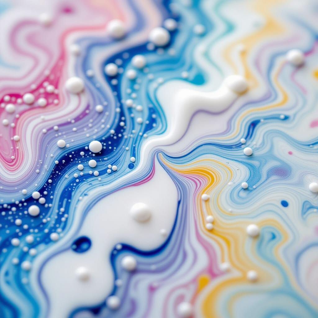 Macro Photo of Colorful Ink Mixing in Milk