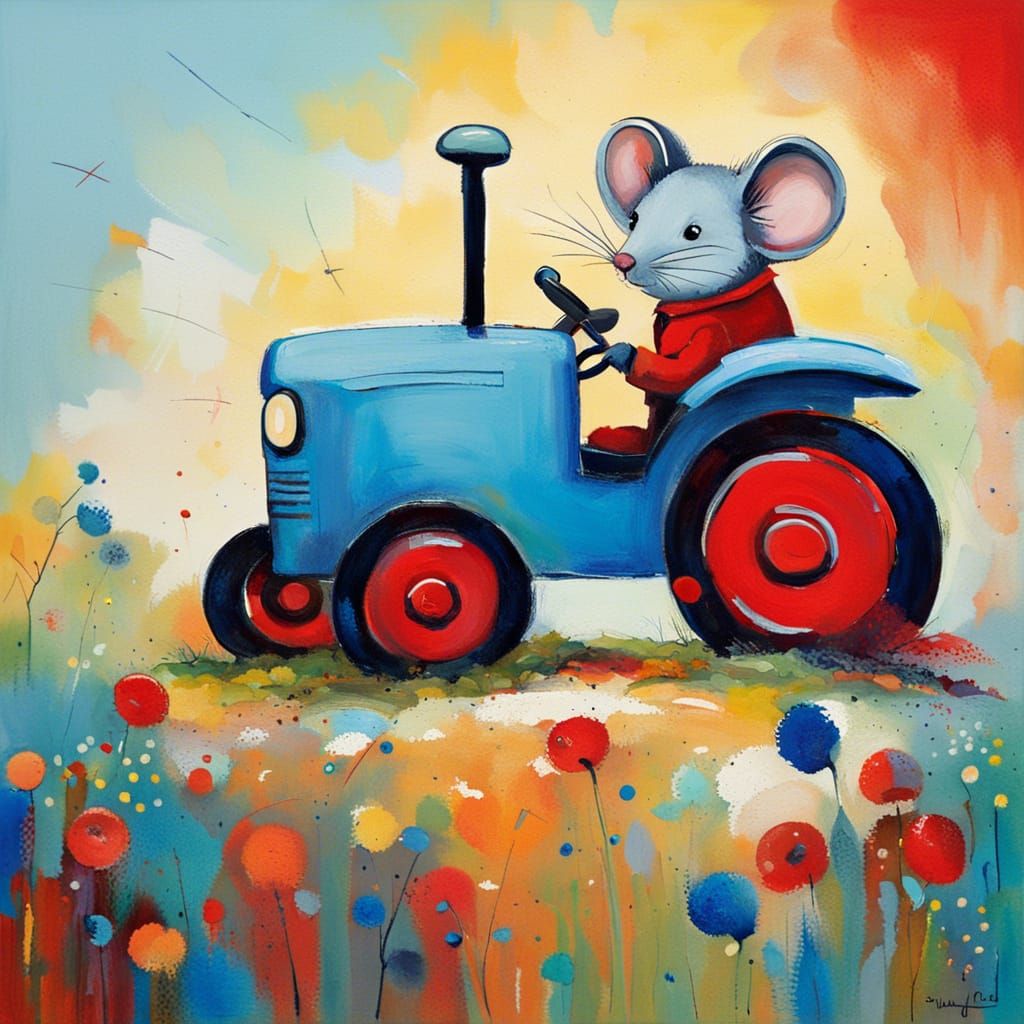 mouse on a tractor