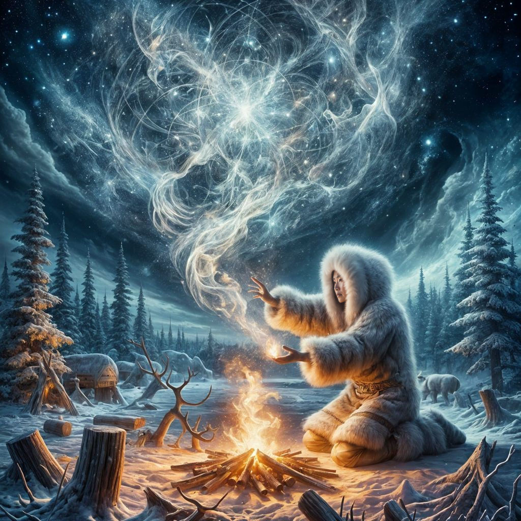 Majestic Inuit Shaman Casting Celestial Magic