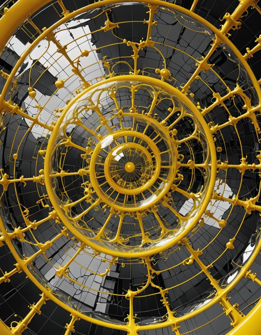 Monochromatic Yellow City with Glass Bubble Vortex