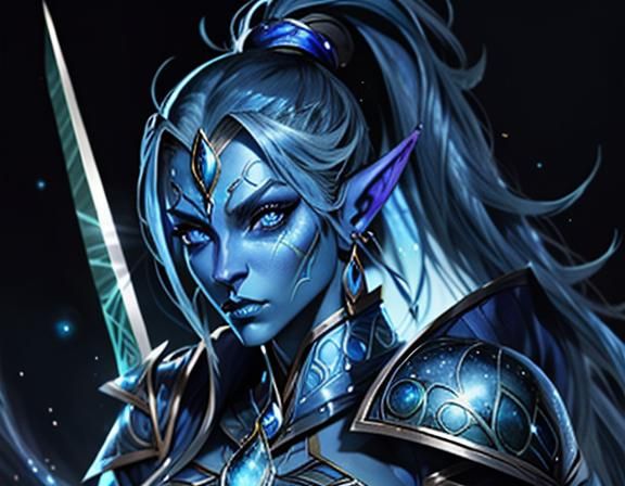 Blue Alien Elven Warrior 2 1.5