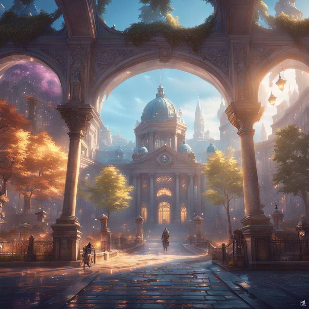 Fantasy City University Campus Concept Art