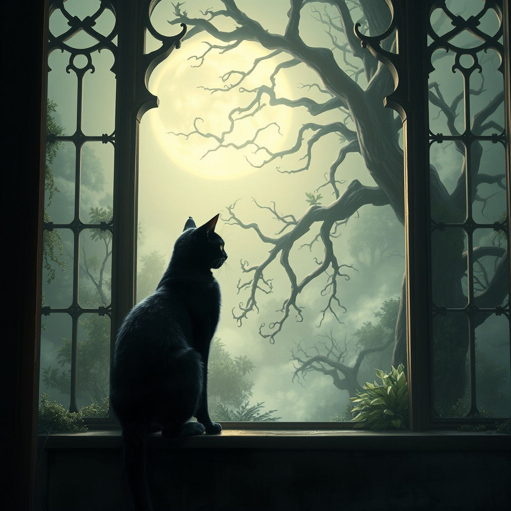 Moonlit Gothic Glimpse Through a Mystic Stained Glass