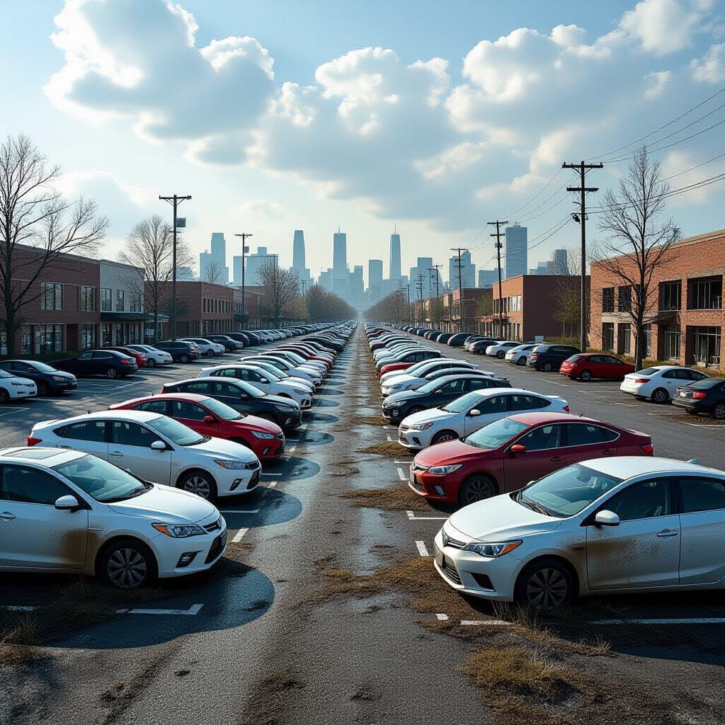 Post-Apocalyptic Car Park Reclaimed by Nature