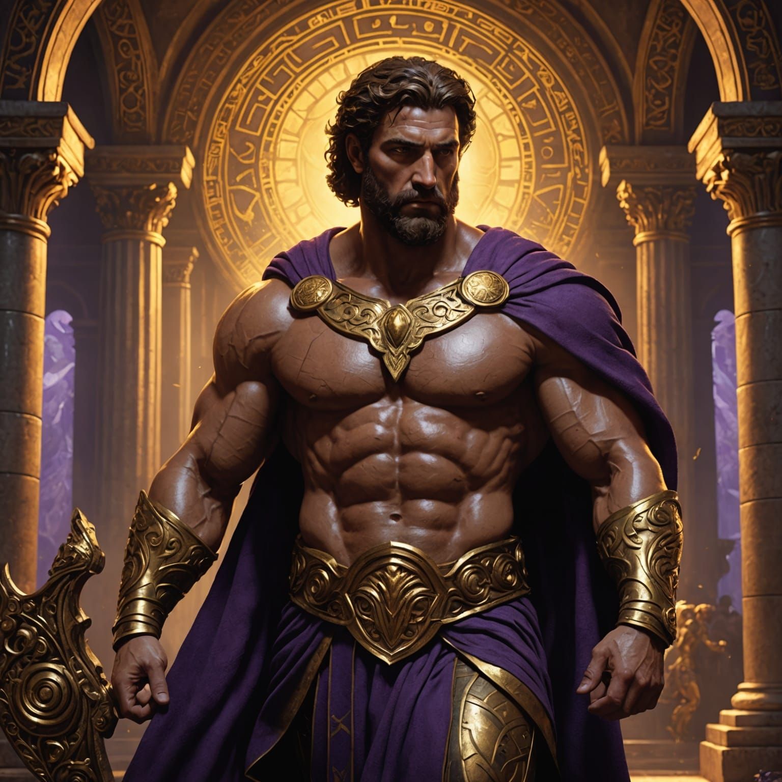Hercules, Greek God, in Dark Fantasy Style