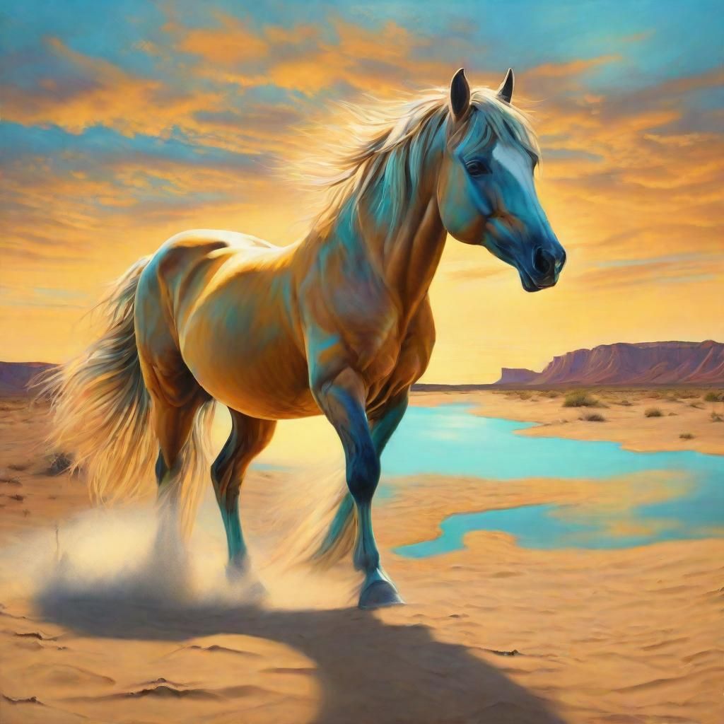 Surreal Equine Portrait in Desert Landscape