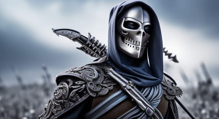 Futuristic Ninja in Diamond Armor in Daisy Field