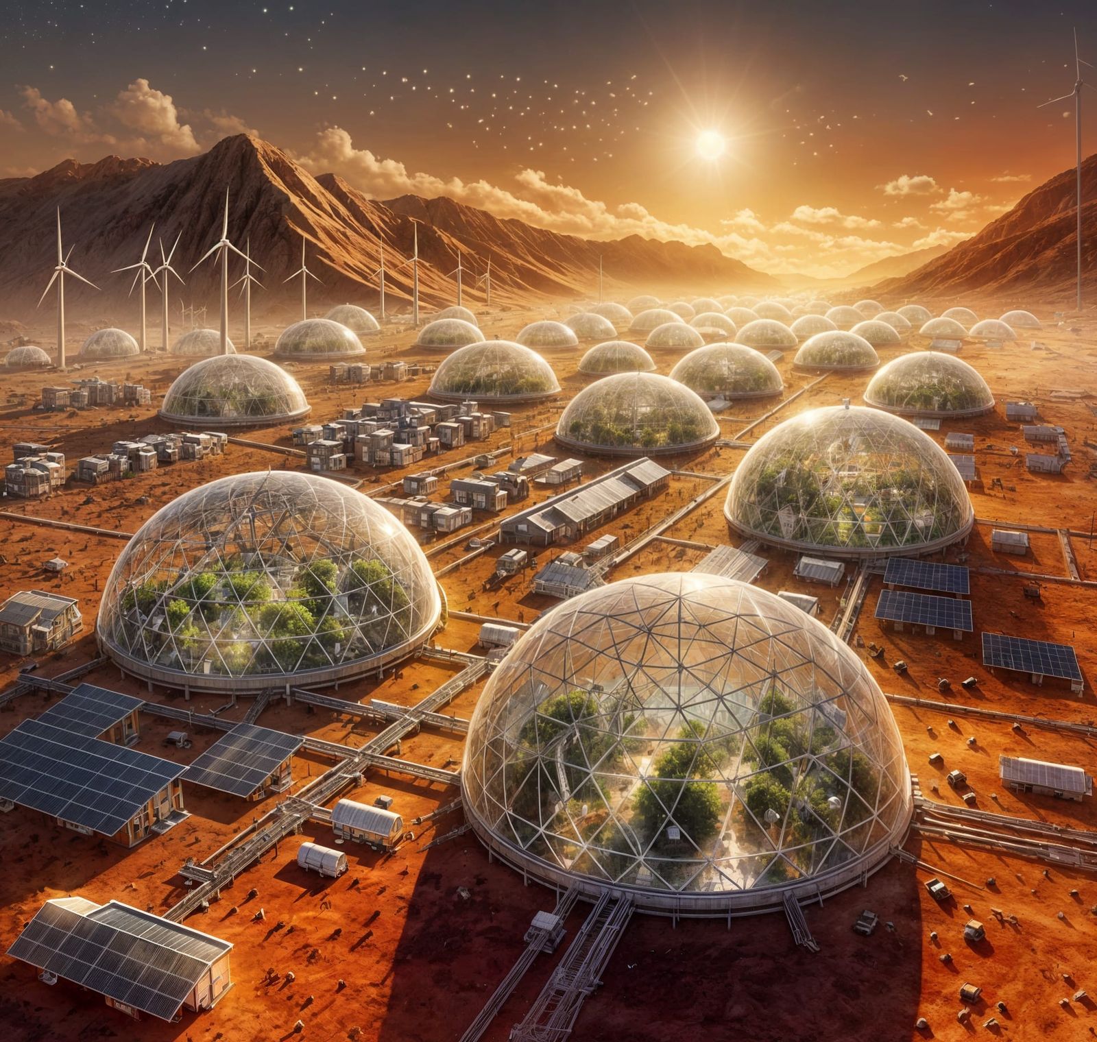 A futuristic Martian colony