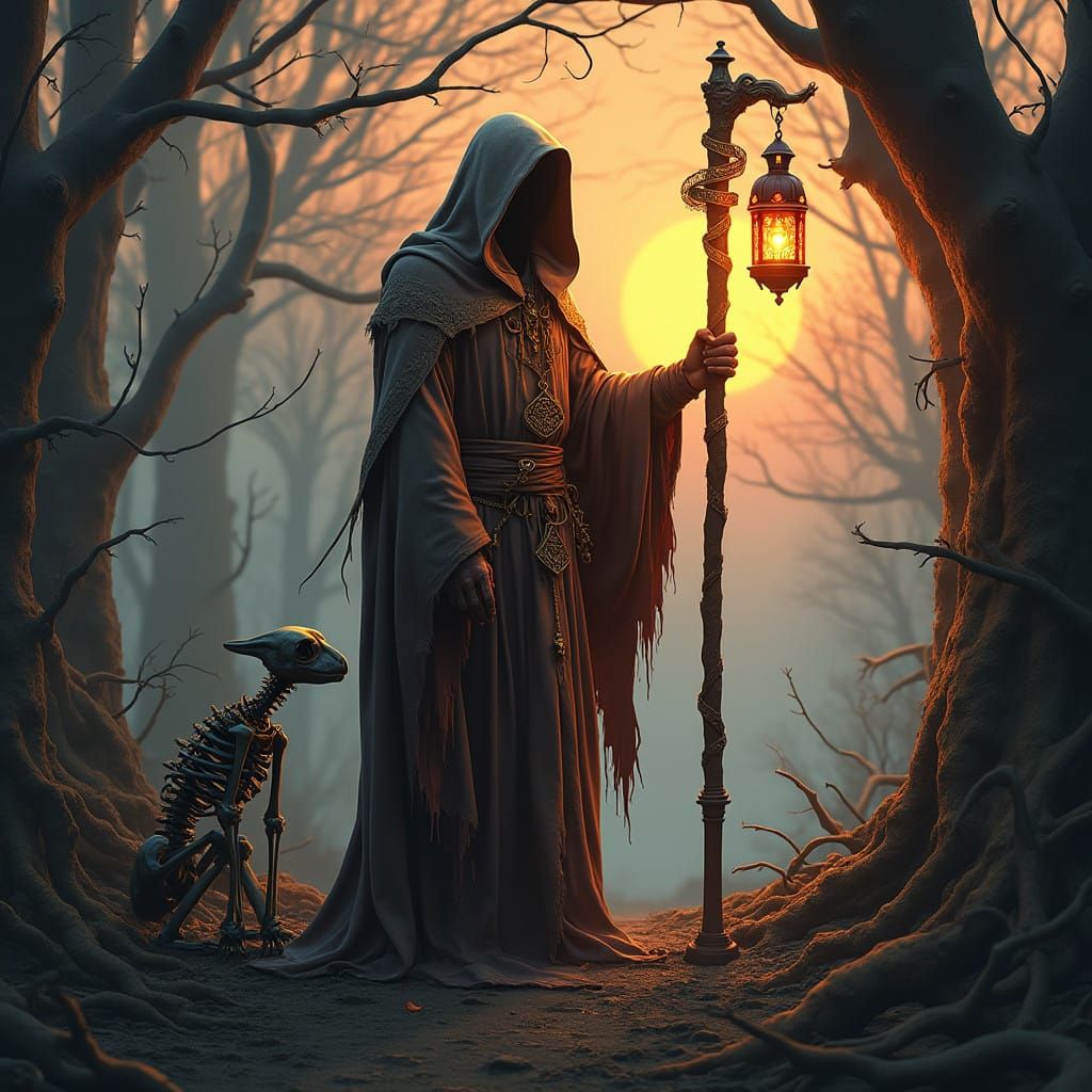 The Hermit Tarot Card in Vibrant Fantasy