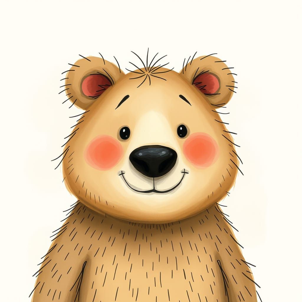 Whimsical Bear Illustration in Storybook Style