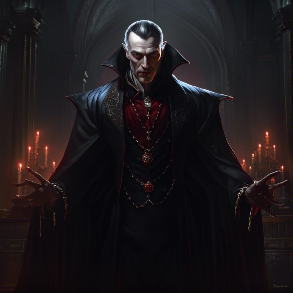 Elegant Vampire in Gothic Horror Style