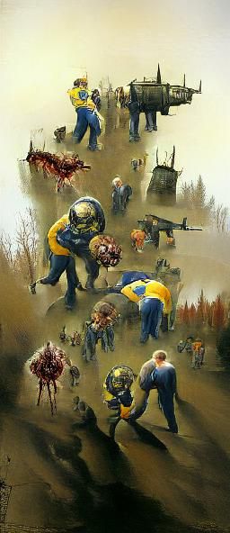 Zombie Horde in Stalinist Architecture, Graphic Novel Art