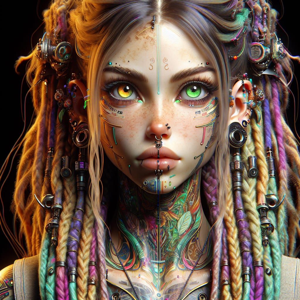Punk Heroine Portrait in Japanese Art Style