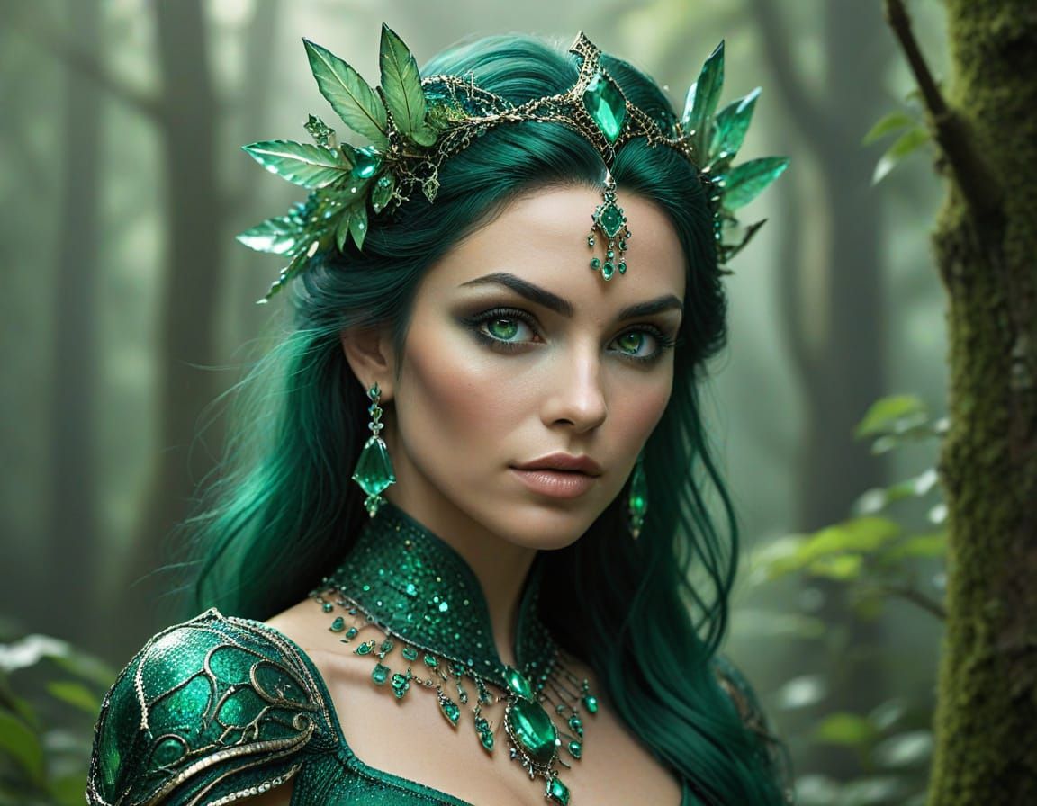 Emerald Enchantress: A Mystical Sorceress Portrait