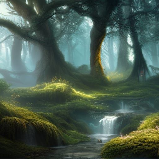 Fantastical Forest Bathing Scene in Deep Color