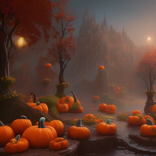 Fantastical Pumpkin Pie in Detailed Matte Painting