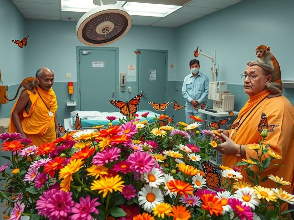 Vibrant Devotional Scene in a Medical Setting