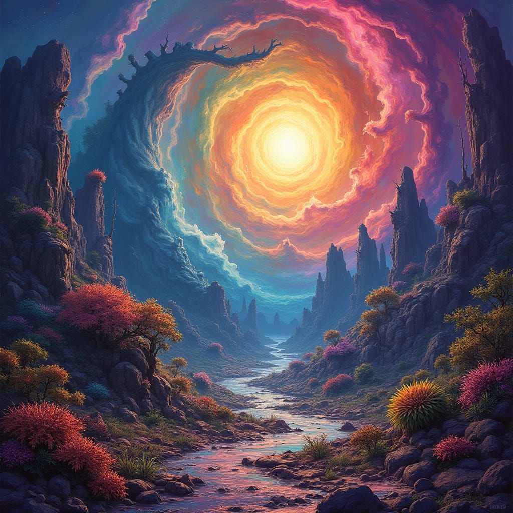 Psychedelic Rainbow Vortex to Another Dimension