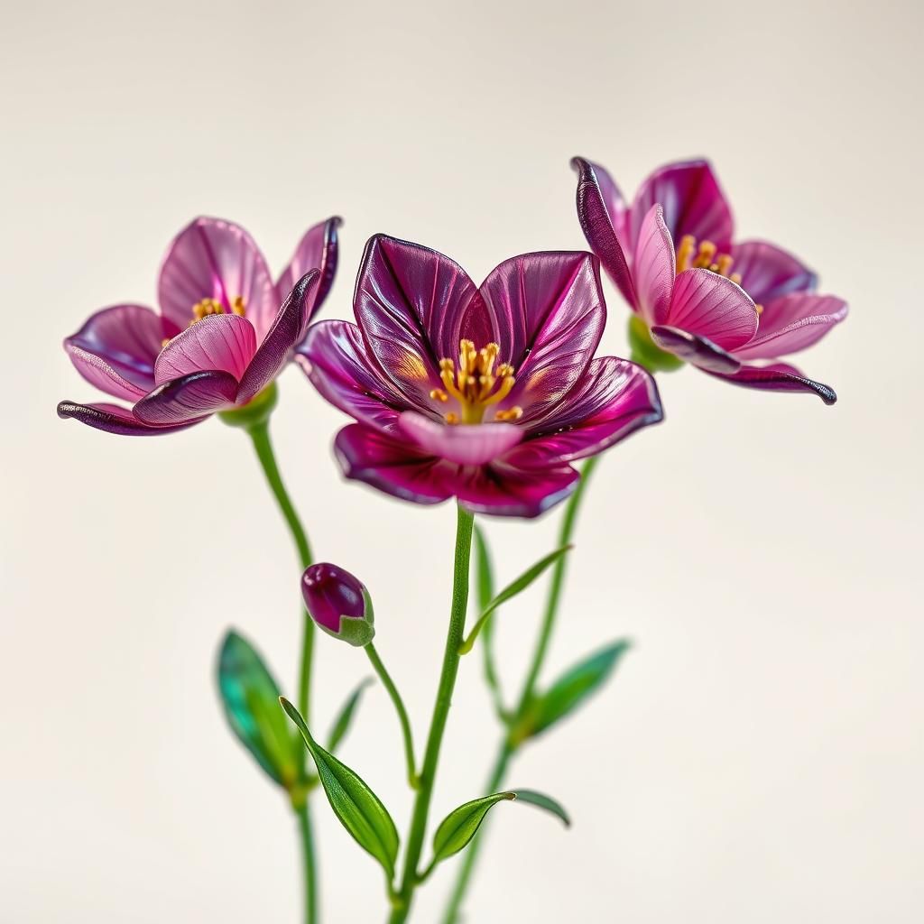 Iridescent Enamel Glass Flowers in Exquisite Style