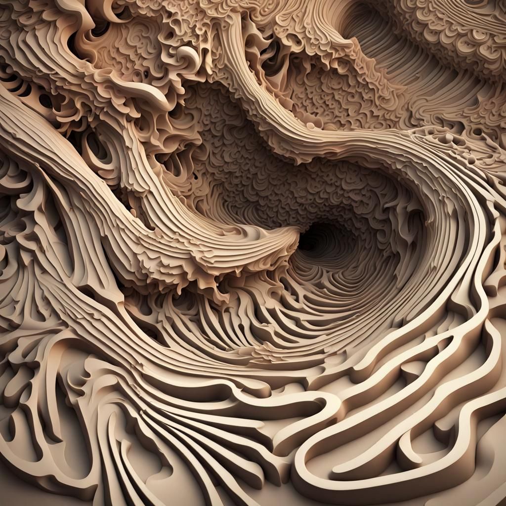 Sculptural Fractal Gravity Well Topo