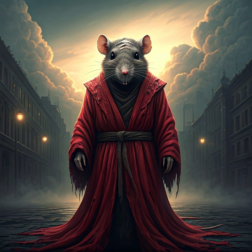 Ethereal Zombie Splinter in Mist-Shrouded Cityscape