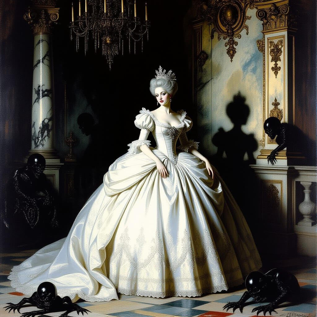 Rococo Princess in a Surreal Baroque Setting