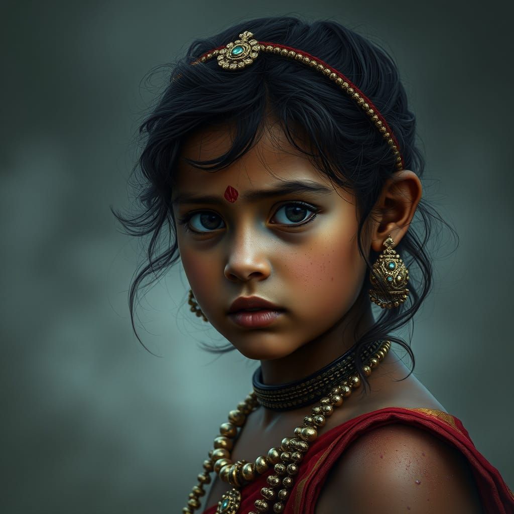 Enigmatic Hindu Child Captured in Photorealistic Detail