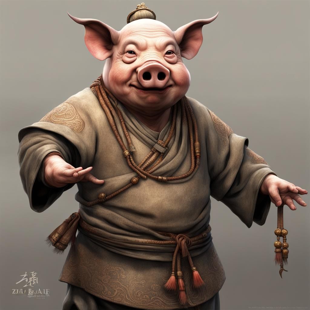 Realistic Depiction of Zhu Bajie from Journey to the West