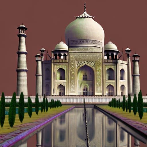 Taj Mahal: Holographic Cosmic Illustration in Mixed Media