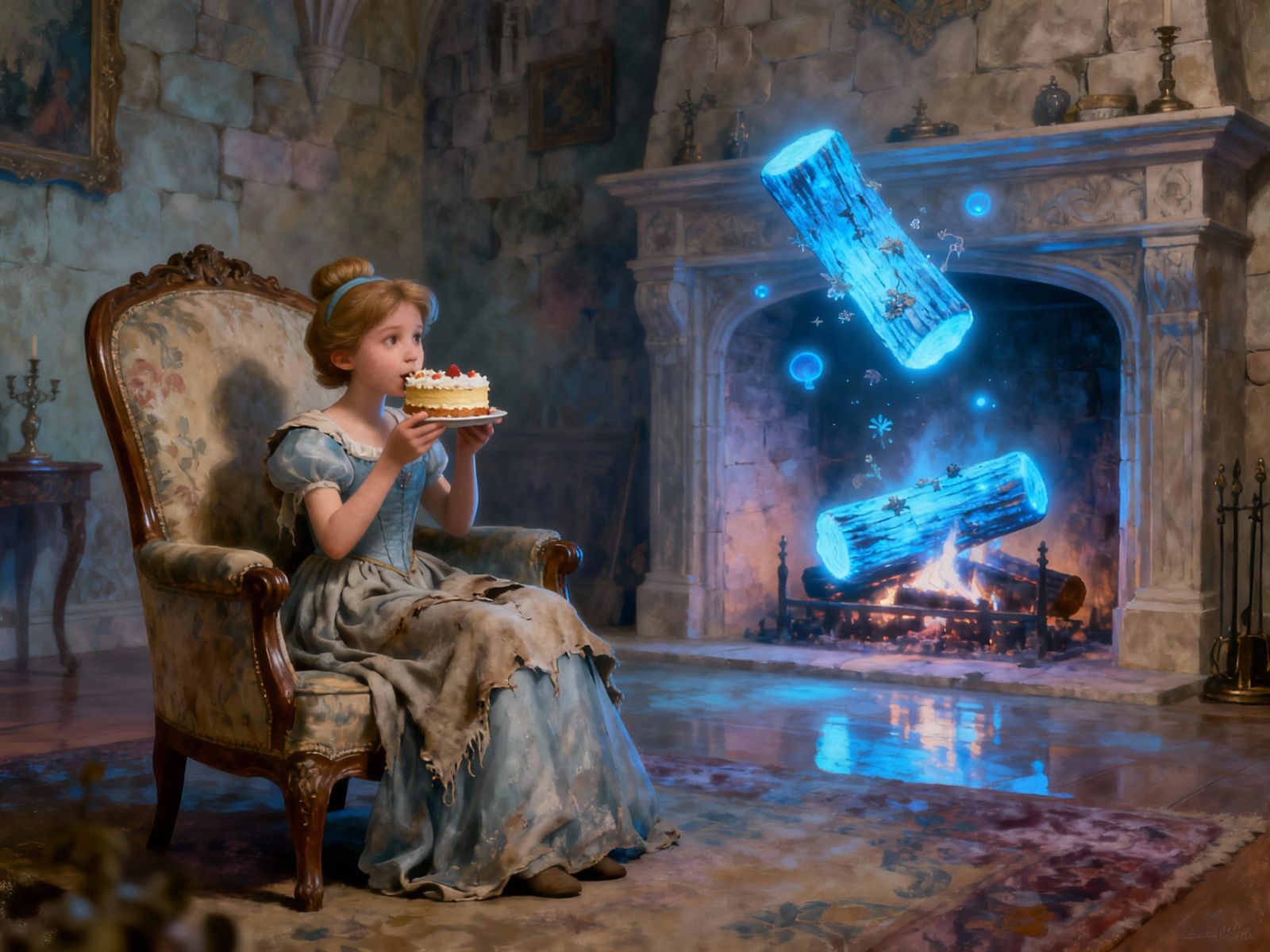 CGI Cinderella in Magical Realism Castle