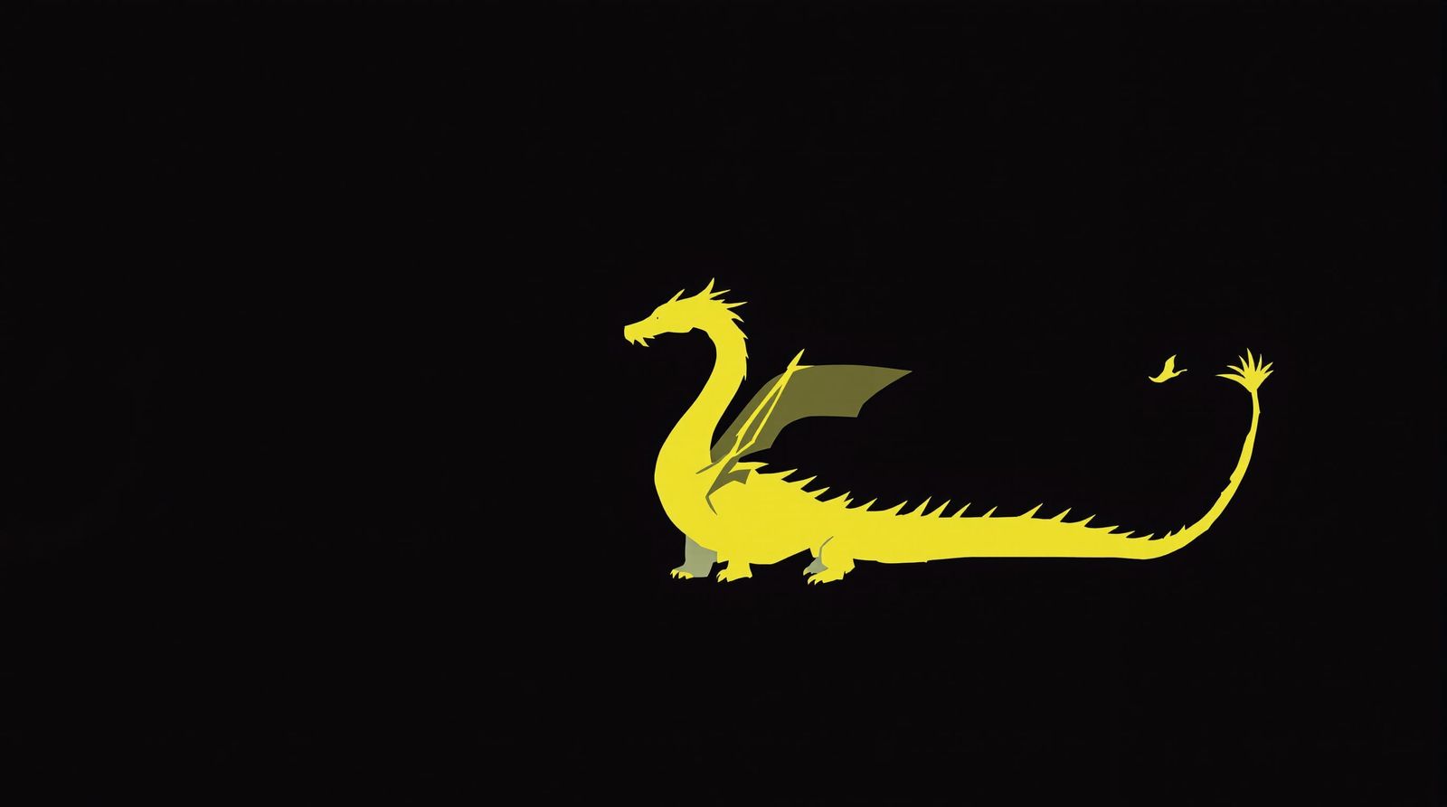 Minimalist Yellow Dragon Geometric Design