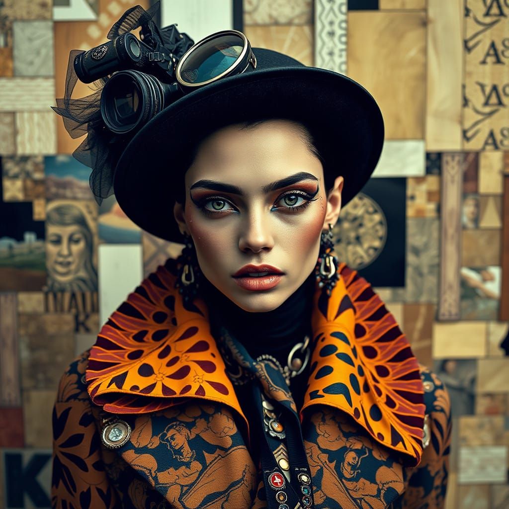 Cubist Supermodel Portrait in Dadaist Art Style