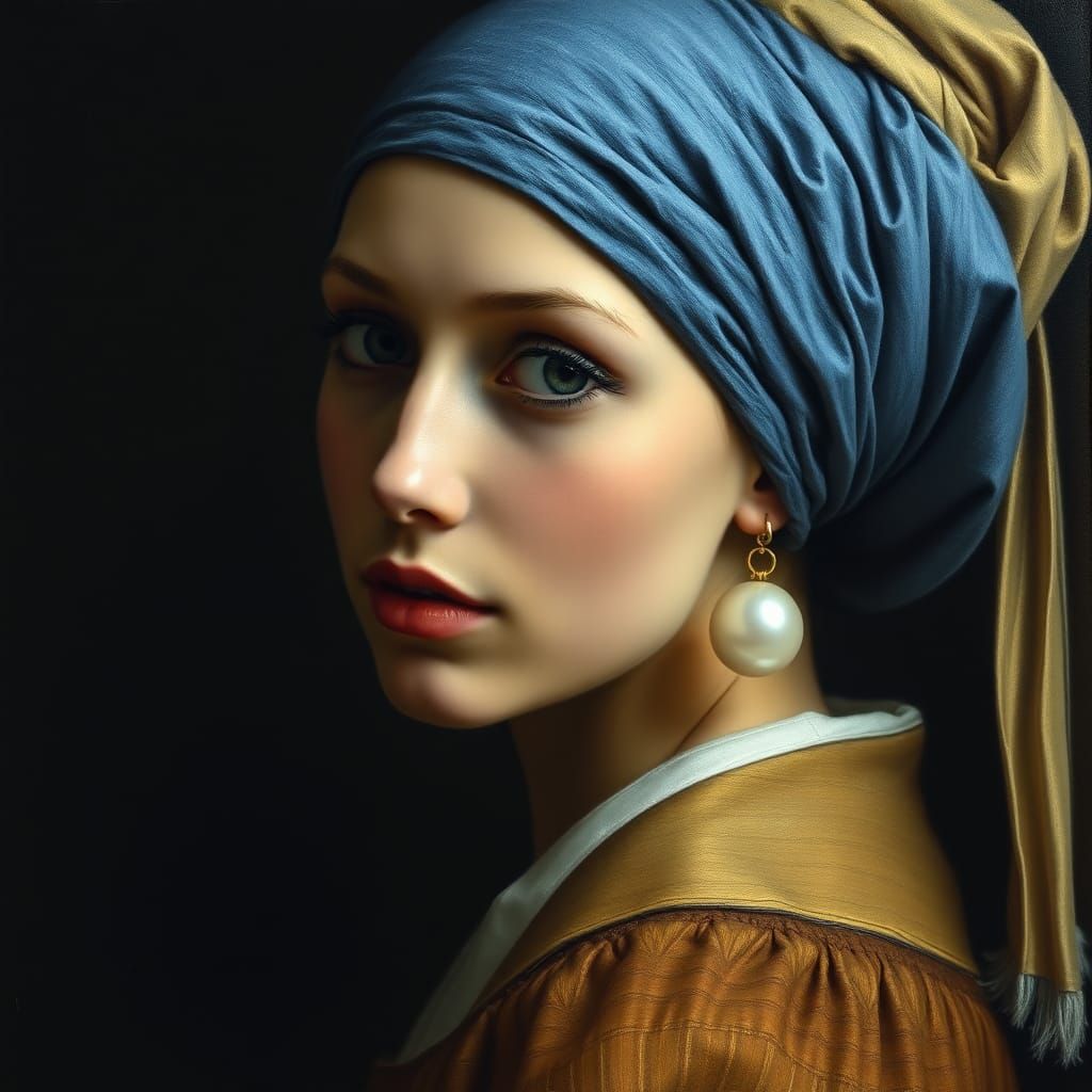 Woman in Turban with Pearl Earring, Baroque Style