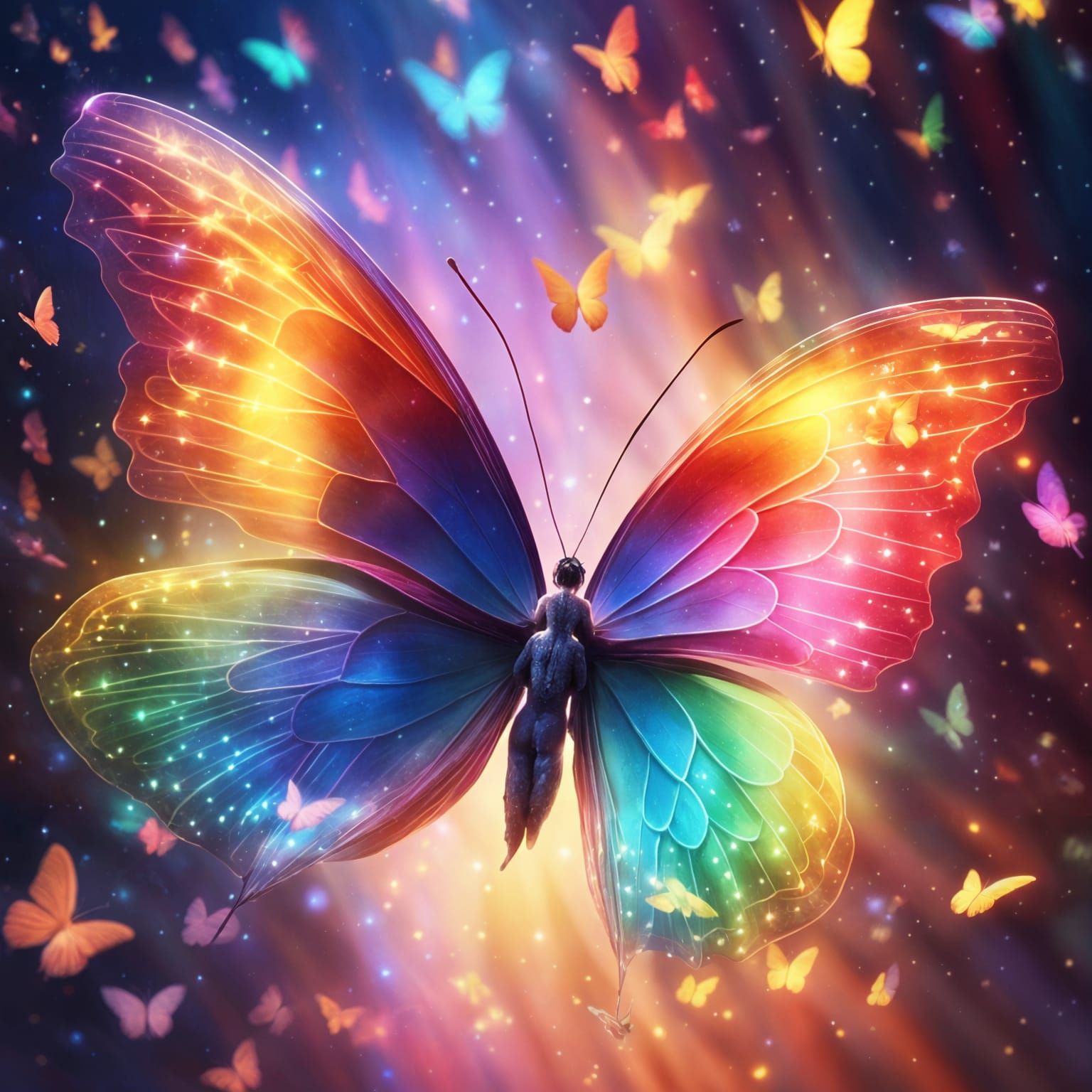 Rainbow Butterfly Wings: A Digital Matte Painting