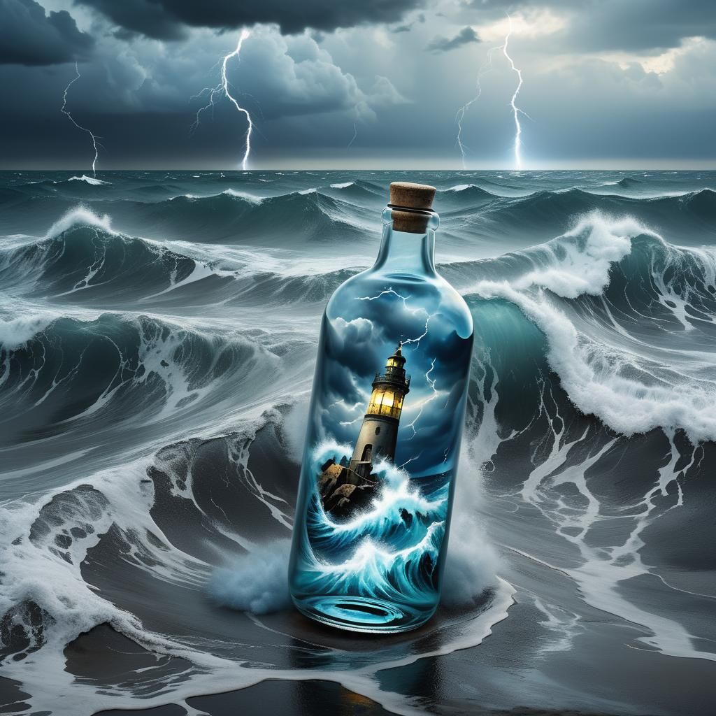 Stormy Sea in a Bottle: Surreal Street Art