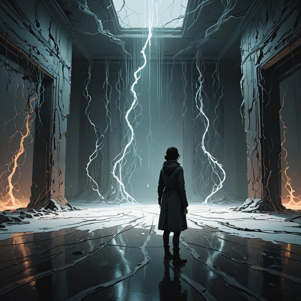 Ominous Fissure in Stark White Room