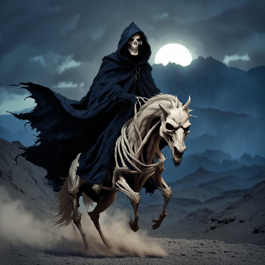 Grim Reaper Rides Through Dark Desert